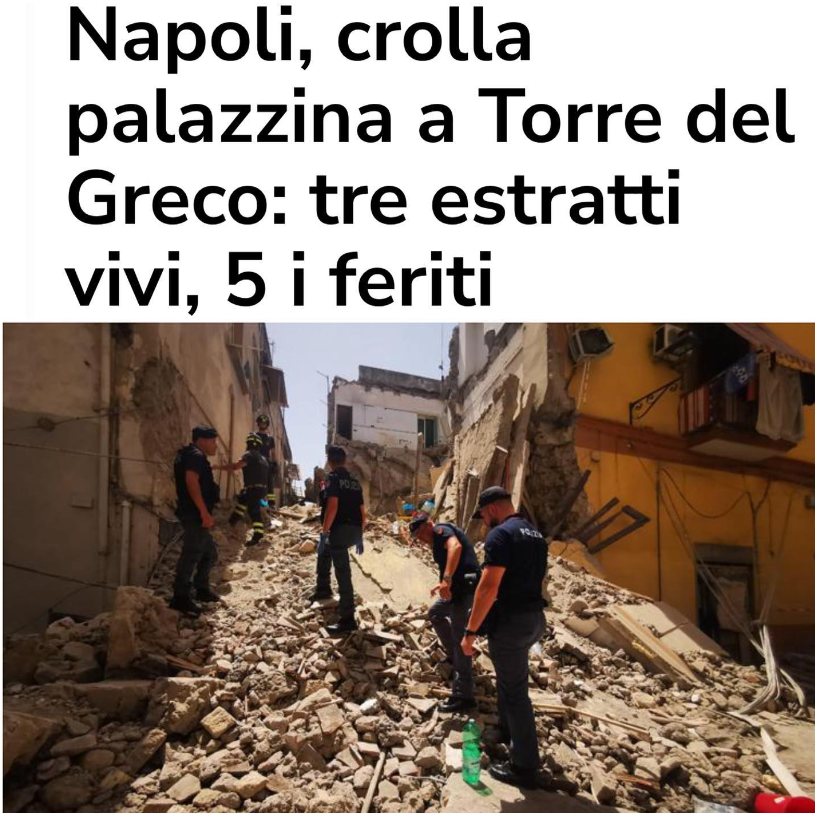 Al momento stai visualizzando Torre del Greco, crollo della palazzina: ora le istituzioni non abbandonino le famiglie coinvolte