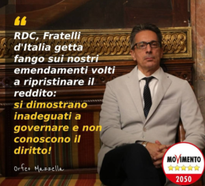 Scopri di più sull'articolo RDC, Fratelli d’Italia getta fango sui nostri emendamenti volti a ripristinare il reddito: si dimostrano inadeguati a governare e non conoscono il diritto